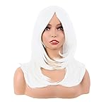 MapofBeauty 20 Inch/50 cm Long Layered With Bangs Straight Synthetic fiber Shoulder Length Hair for Daily Use or Party Wig (White)