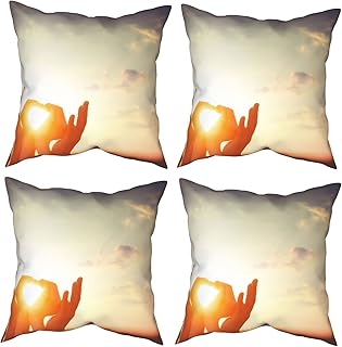 Throw Pillows Covers Pack of 4  Blessed Heart with Hands Print Decorative Square - Compare price