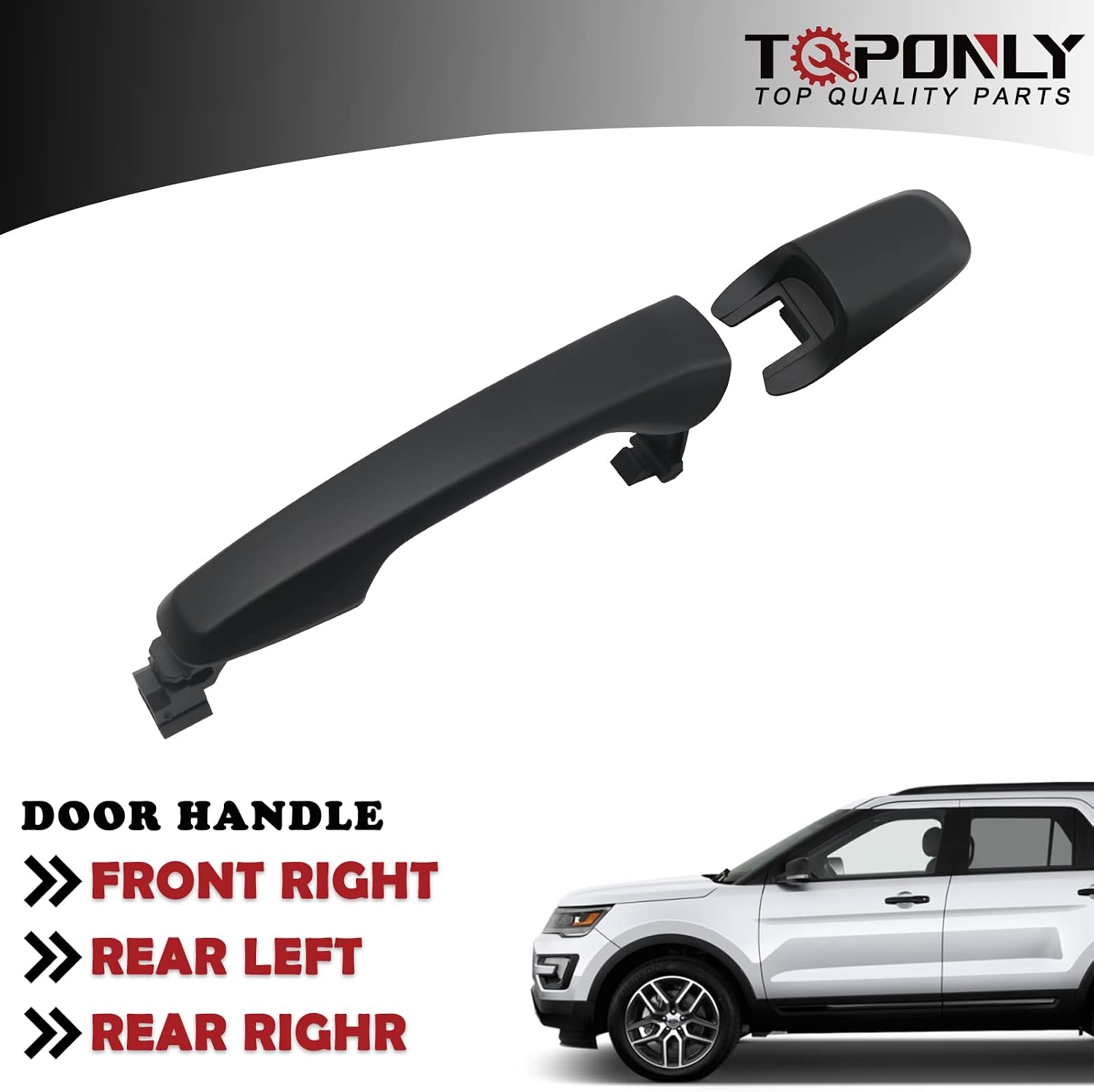 TQPONLY Exterior Door Handle Compatible with 2011-2017 Ford Explorer Edge Left or Right Side (Black) Replaces BT4Z78218B08BAPTM