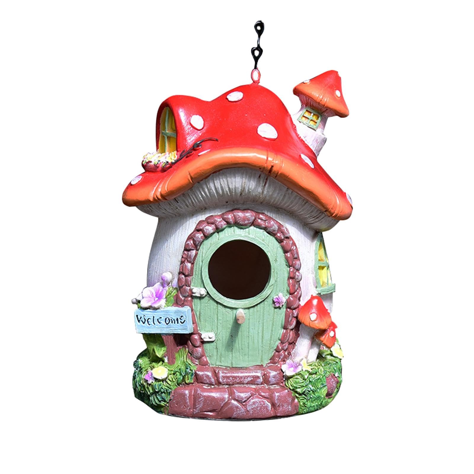 F Fityle Casa Colgante para pájaros, Refugio para pájaros al Libre, casa de Resina con Forma de, decoración para jardín, de pájaros Decorativa para