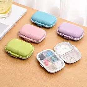 Estojo Organizador Porta Comprimidos e Cápsulas, Compacto para Bolsa e Viagem, Semanal com Divisórias Manhã e Noite (Verde)