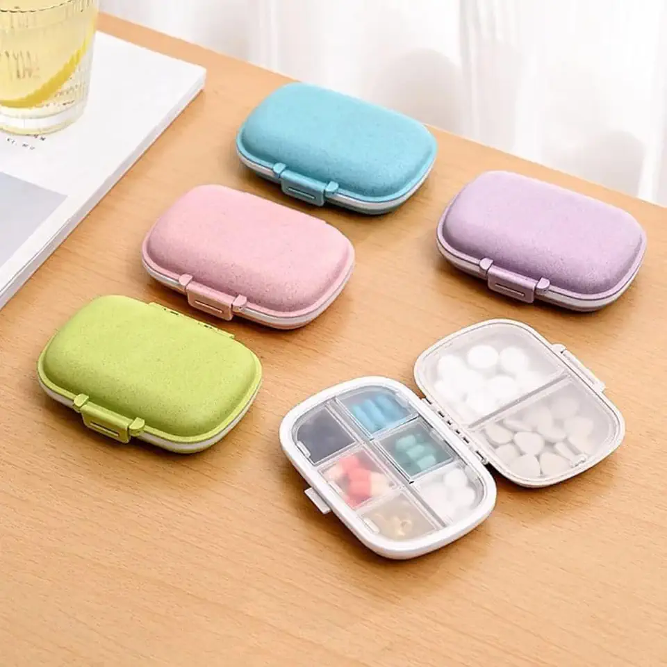 Estojo Organizador Porta Comprimidos e Cápsulas, Compacto para Bolsa e Viagem, Semanal com Divisórias Manhã e Noite (Verde)