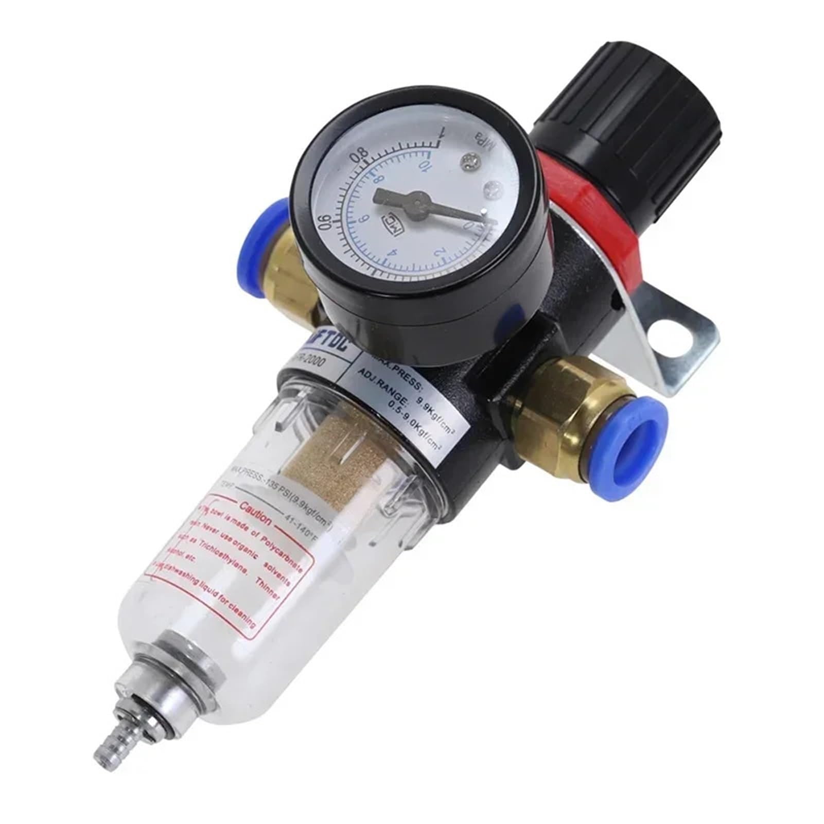 Valvole regolatrici per filtro aria pneumatica G1/4 AFR2000 con manometro, valvola di controllo del flusso, scarico del compressore d'aria, regolatore di velocità (AFR-2000 w PC-6 mm, 1 unità)