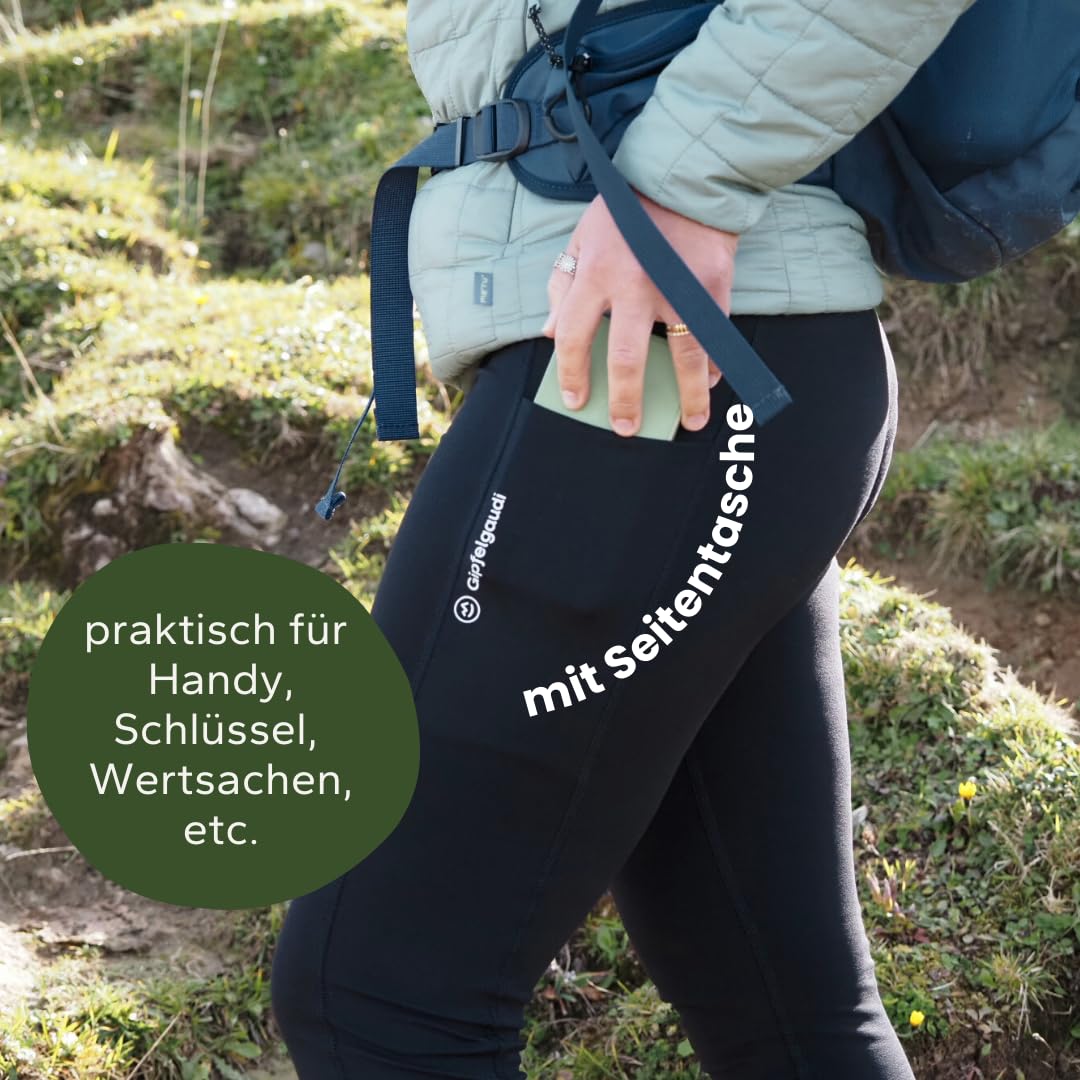Gipfelgaudi Wanderleggings Damen – Blickdichte High Waist Outdoor Leggings mit Taschen | Atmungsaktiv, elastisch & rutschfest