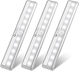 OxyLED Schranklicht mit Bewegungsmelder, Schrankbeleuchtung Batterie 3 Stück Auto Ein/Aus Mit Stick-On Magnetstreifen Schranklampe mit Bewegungsmelder für Treppe Küchen