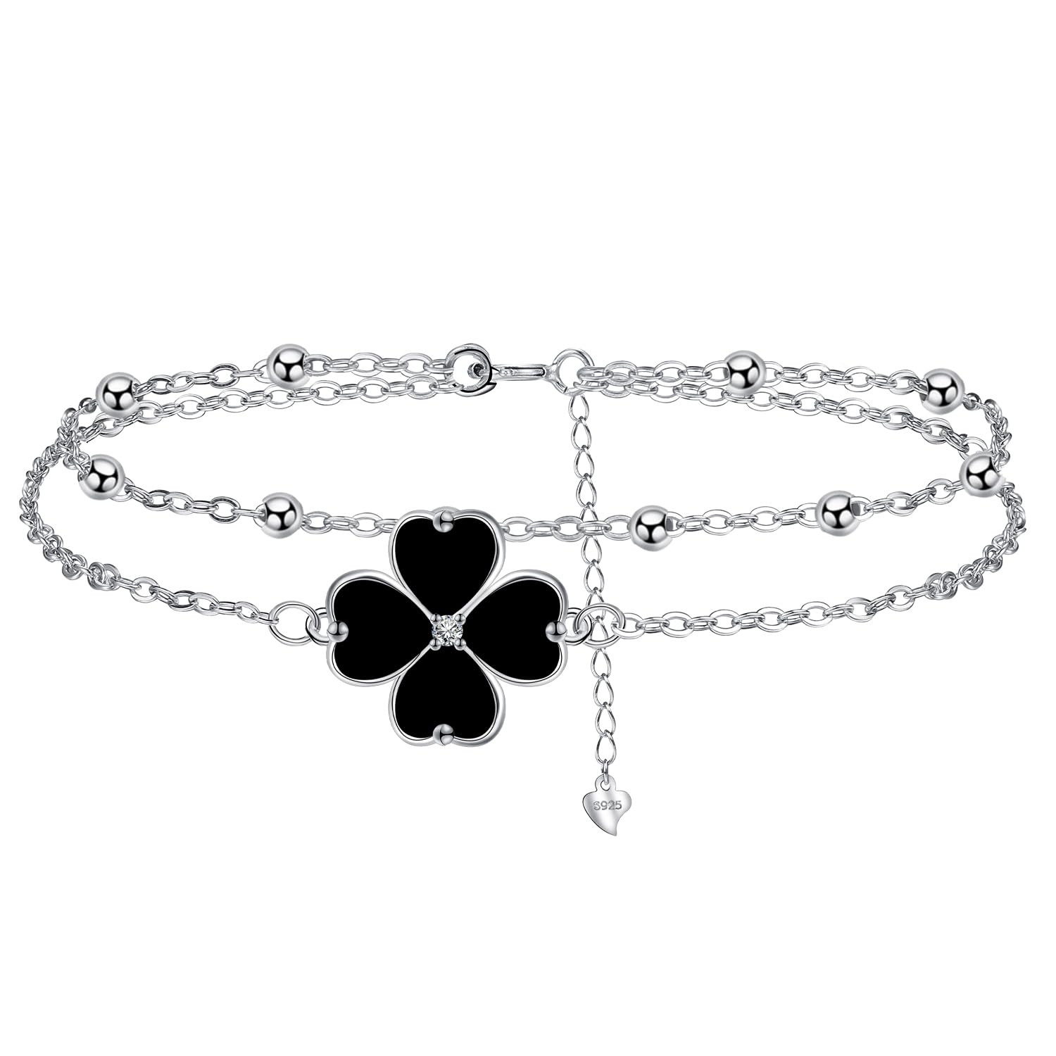 J.MUEN Fußkettchen Silber 925 für Damen, Sommer Strand Schmuck Geschenk für Damen Mädchen, Verstellbare Fußkette 22+4cm