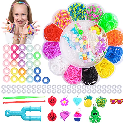 Rhoxshy Loom Bands Rubber Band Bracelet Kit Loom Bracelet Making Kit Colorful Loom Bands Refill Kit for Kids Girls