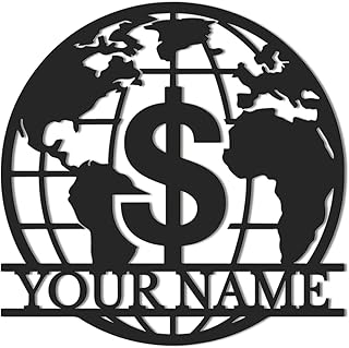 Custom Dollar Money Symbol Metal Wall Art, Personalized Accountant Name Sign Home Decor Financial Specialist Officer Decoration,Office Wall Decoration, Front Desk Sign (Style-5)