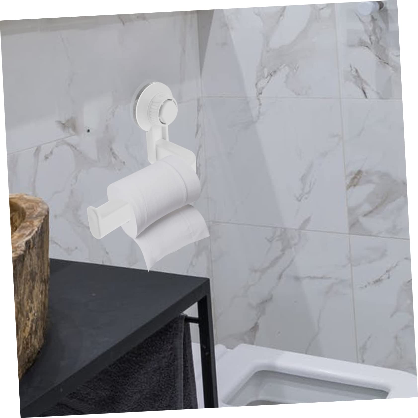 Operitacx Porta Rotolo Carta Igienica Nero in Abs per Bagno Moderno senza Forare Parete, Design Semplice, Salvaspazio e Facile da Pulire, per Bagno di Casa e Hotel
