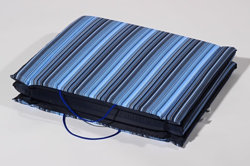 Tapis de Plage Pliable avec Rembourrage en Mousse Confortable - 180 x 60 cm (Rayures Bleues)