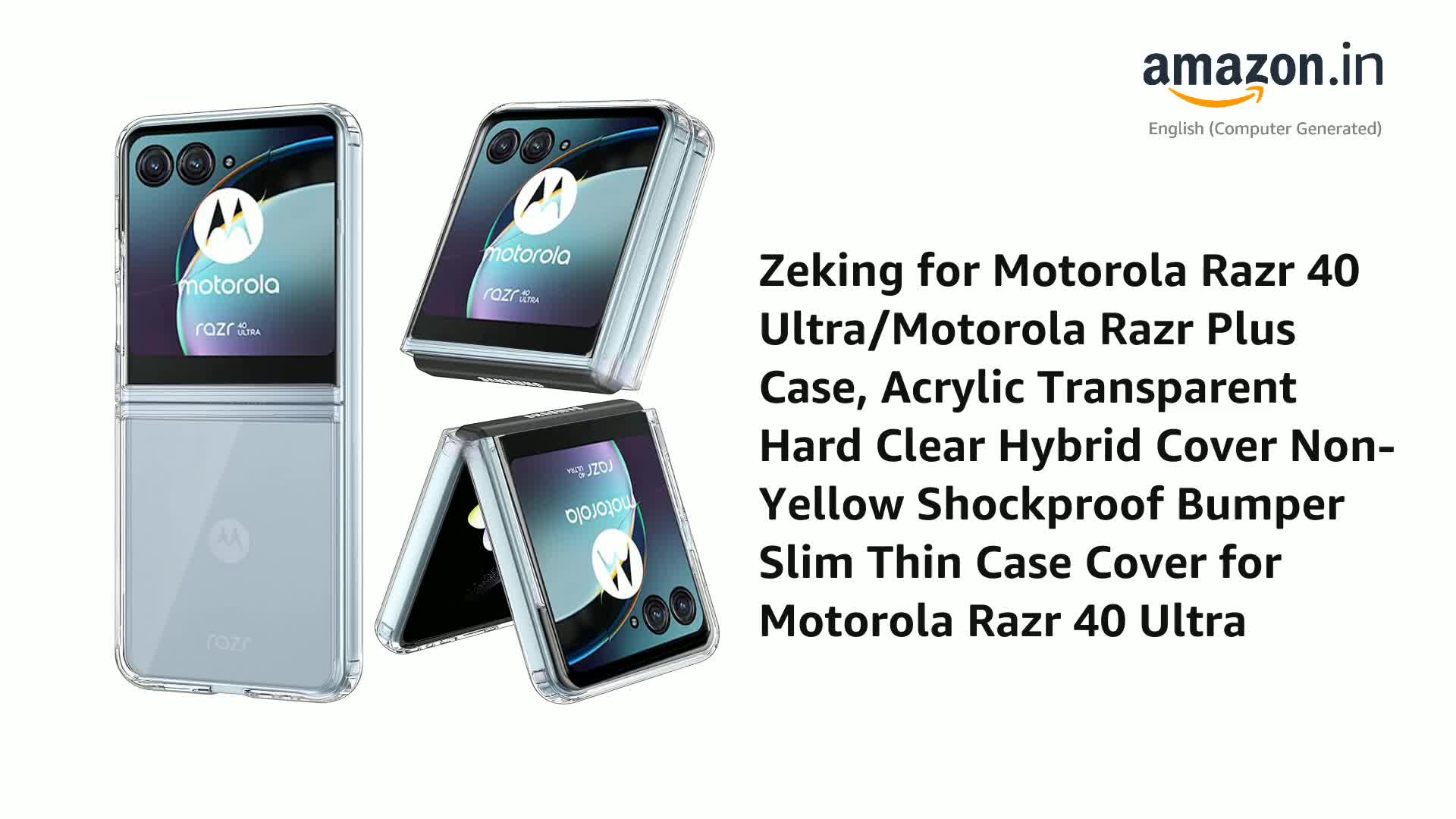 Zeking for Motorola Razr 40 Ultra Case, Acrylic Transparent Hard