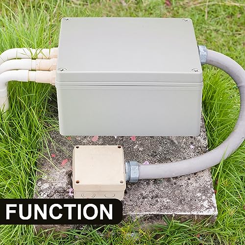 Image of Kanayu Conduit Box Electrical 8'' x 8'' x 4'' Junction Box Plastic Dustproof Waterproof IP65 Gray White Protect Conduits and Fittings Universal Electrical Project Enclosure for Outdoor
