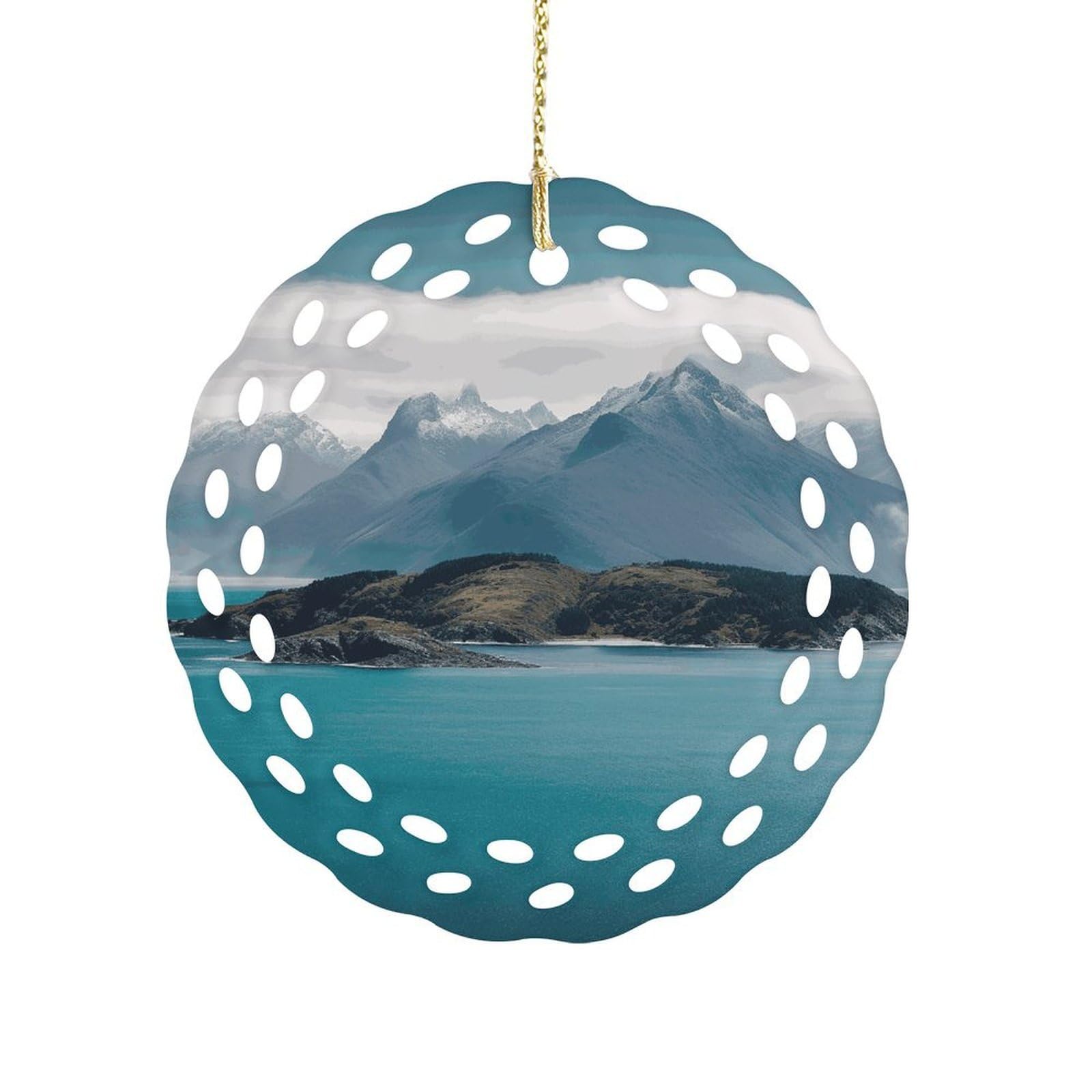 Fodpand Women's Style Islands And Mountain Ceramic Ornament For Home Decor 3.2" Round Tree Decoration Christmas Ornaments For Men Double-Sided Design