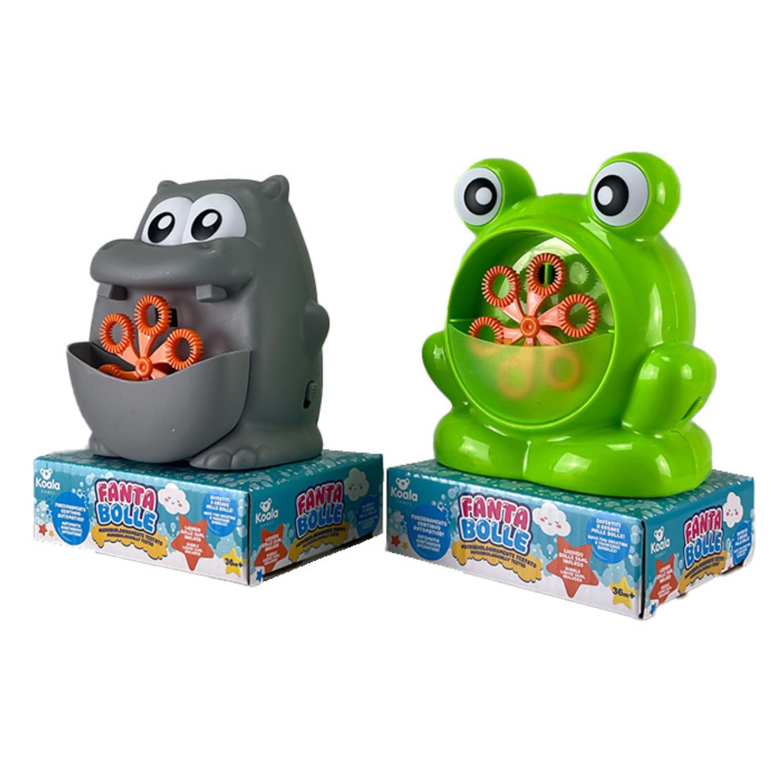 BEPER Máquina de Burbujas para Niños – Forma de Animal (Hipopótamo o Rana) – Funcionamiento Continuo – 56 ml de Líquido Incluido, Pilas No Incluidas