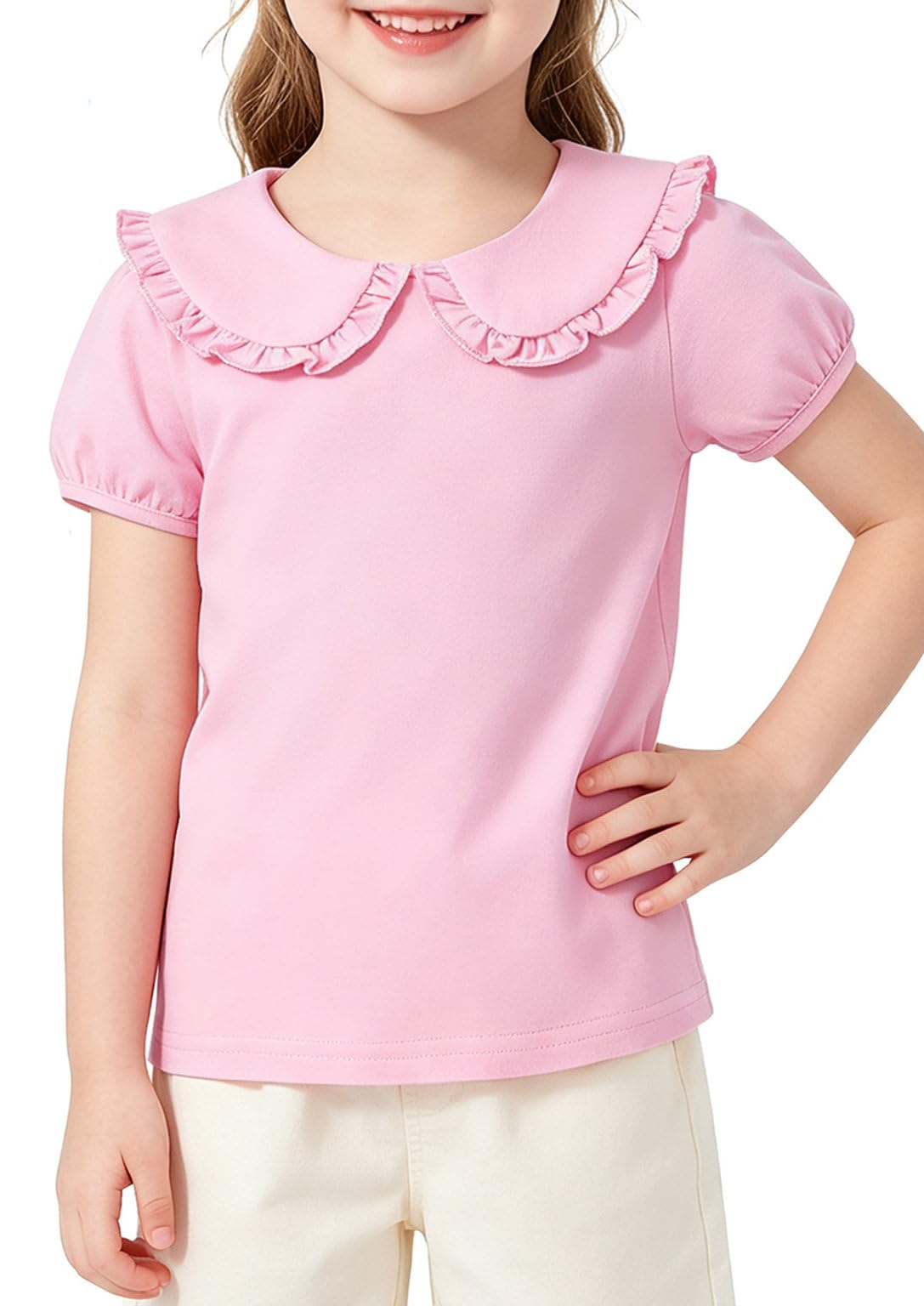 Magic Park 1-14Y Toddler Peter Pan Collar T-Shirt Girl Cotton Blouse