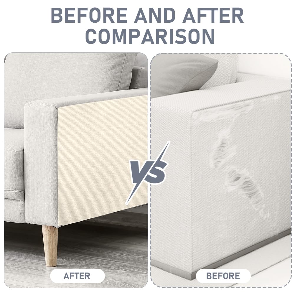 Adiwo Tappeto Tiragraffi Gatti, 30 * 100cm Tappetino Tiragraffi per Gatti Autoadesivo, Proteggi Divano Gatti Graff, per Parete e Angolo, Protegge Tappeti e Divani(Beige)