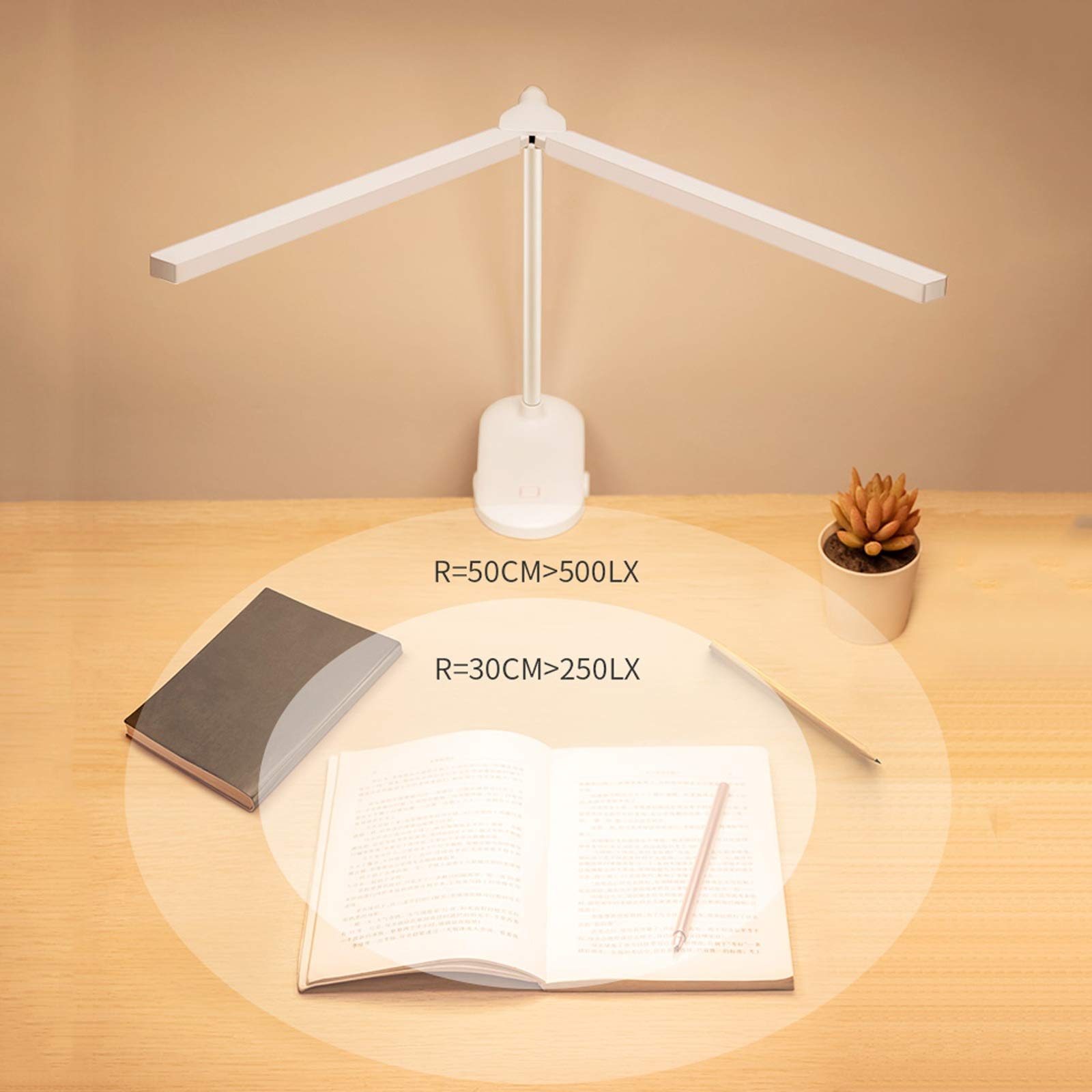 Schreibtischlampe LED Doppel-Lampenkopf-LED-Schreibtischlampe wiederaufladbare LED-Clip beim Leselicht stufenlosen Dimmen-Touch-Konsolen-Licht mit USB-Ladeöffnung, 3 Farben Tischlampe ( Color : Green