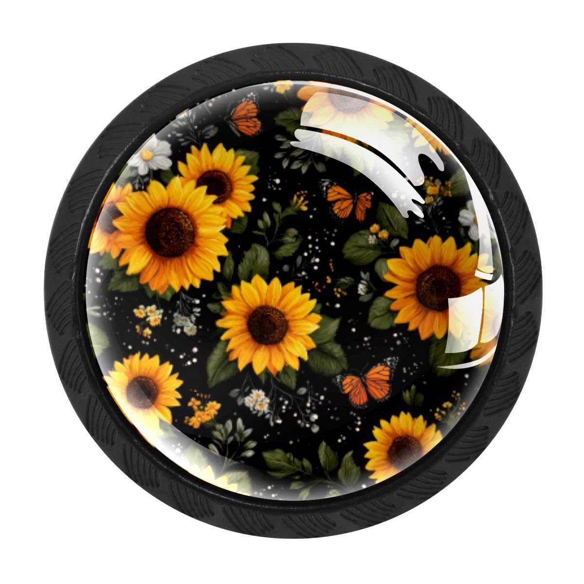 4 PCS Cabinet Knobs, Sunflowers Butterfly Drawer Knobs Dresser Handles