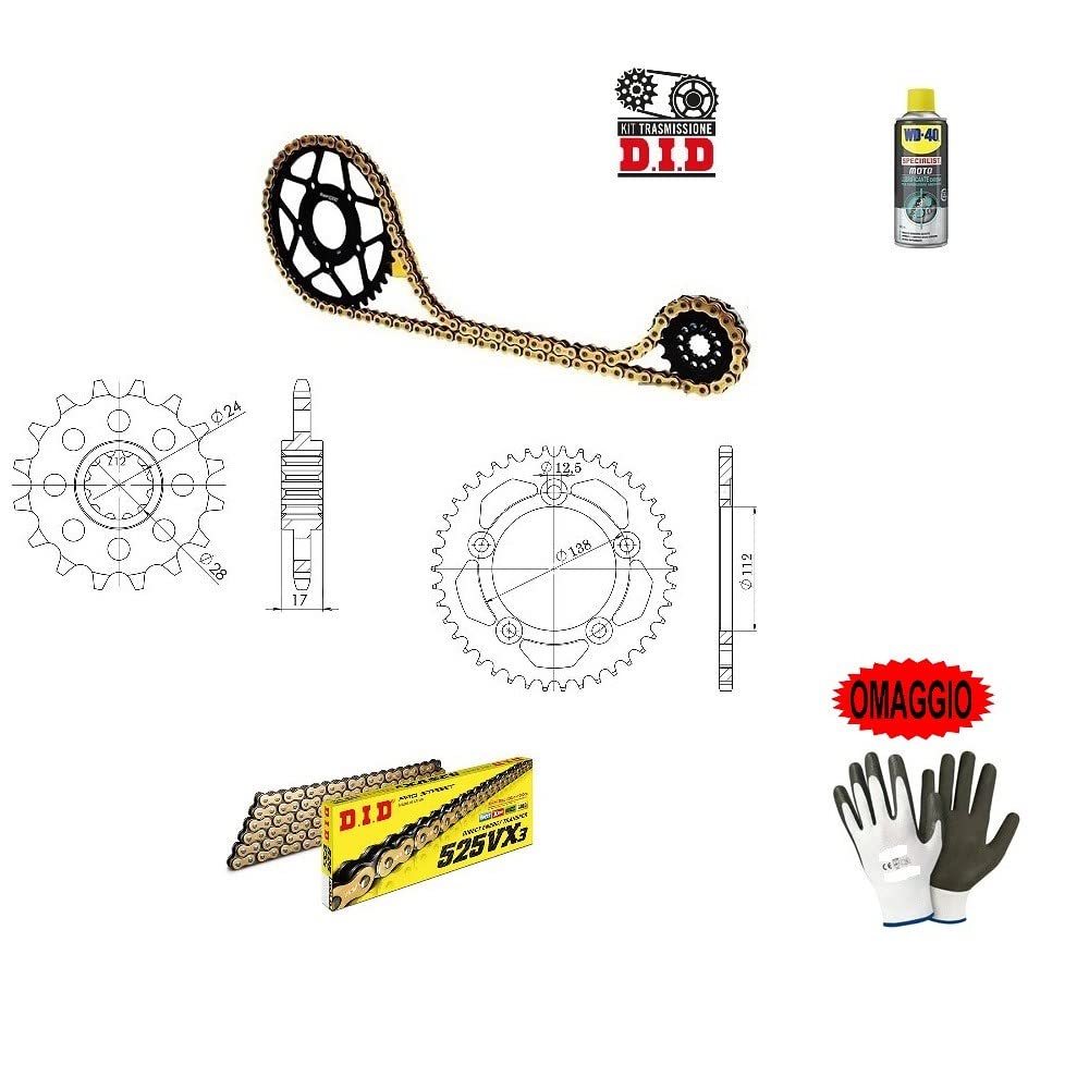 COMPATIBILE CON HONDA CB F Hornet (PC36) 600 2003-2006 KIT CATENA CORONA PIGNONE PER MOTO TRASMISSIONE DID 525VX3 LUN 110 MAGLIE,CORONA ACCIAIO P525-Z42,PIGNONE P520-Z15 SPECIFICO