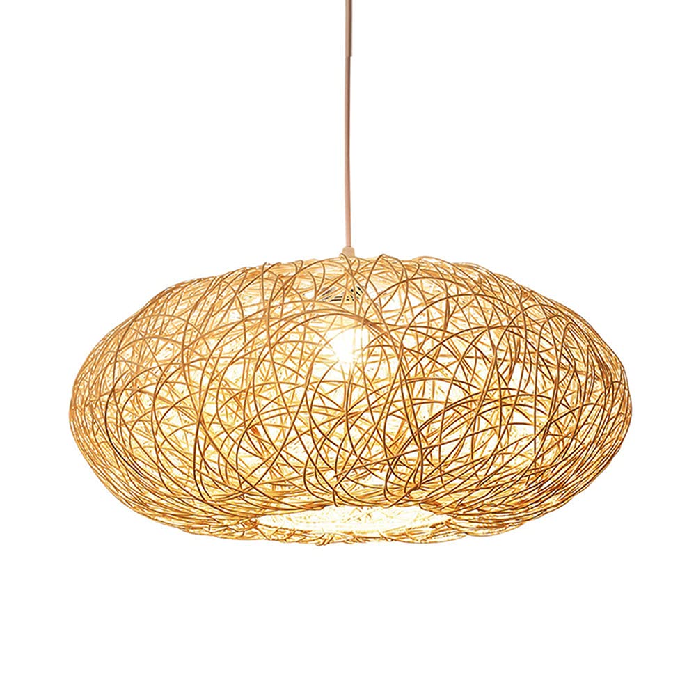 Lampe suspendue en rotin et bambou luminaire vintage à cordon réglable