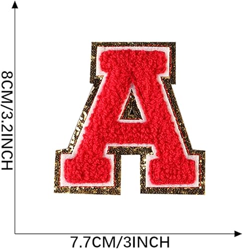 Miniatura 3 de Locomo Parche individual de felpilla para planchar con letras de 3.15 pulgadas  3.1 in número 0-9, parche para coser con letras del alfabeto bordado