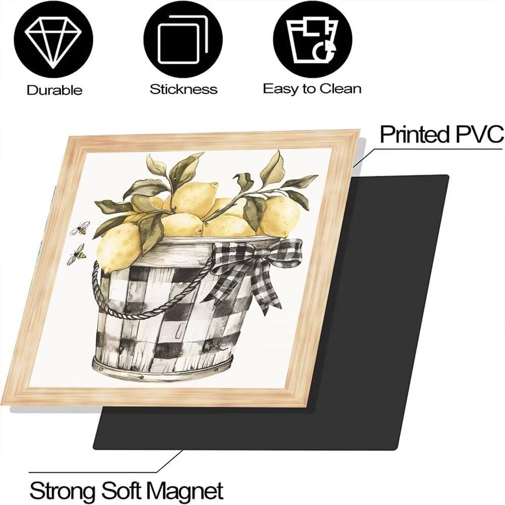 Lemon and Bee Kitchen Dishwasher Magnet Cover Sticker,Farmhouse Magnetic Dishwasher Panel Decal,Refrigerator Door Magnet Stickers 23x17inch