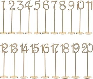 20pcs 1-20 Wooden Table Numbers with Holder Base for Wedding or Home Decoration (Wood Color)