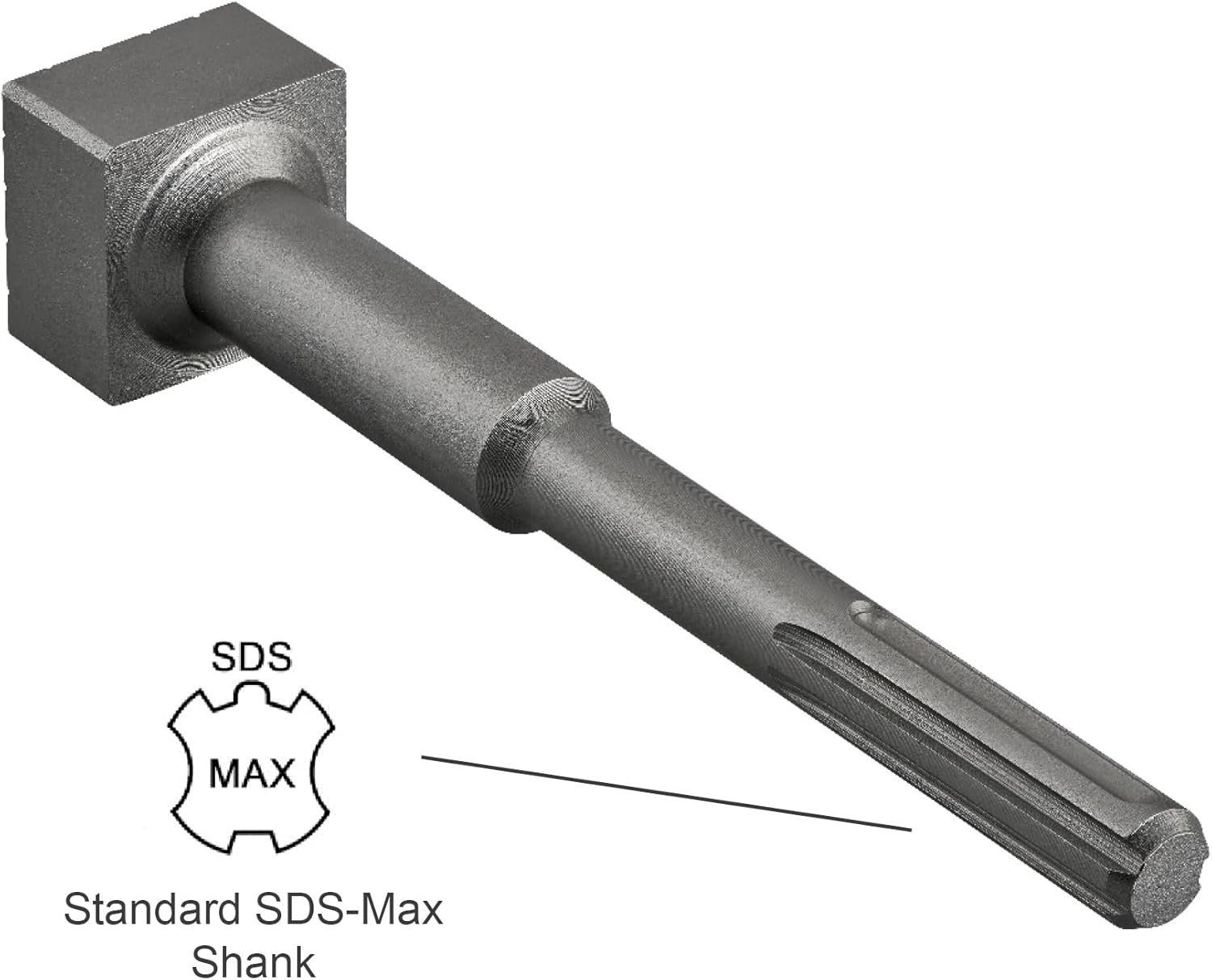 Demolition Bushing Tool Bit, SDS-Max Shank Hammer Chisel For Concrete Masonry and Natural Stone, 25-Tooth Square Bushing Head,1-13/16 Inches Square and 9-1/2 Inches in Length
