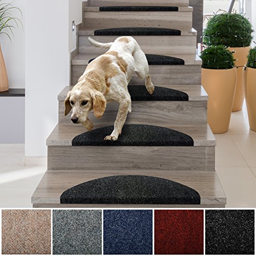 casa pura Alfombrillas para Escaleras - Alfombras para Peldaños | Paris | 15 Piezas | Antideslizantes | Auto Adhesivas | Distintos Colores (Antracita, 22x65 cm)