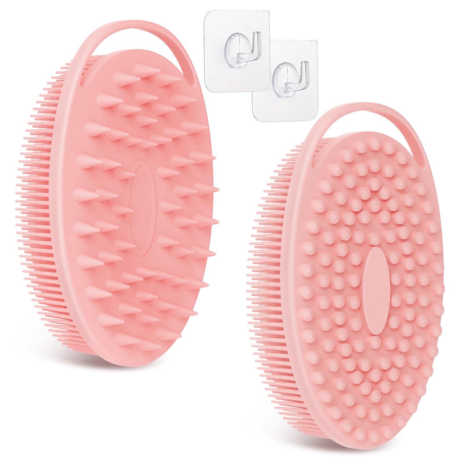 GEENOA Soft Silicone Body Scrubber Set, 2PCS Dual-Side Silicone Loofah for Gentle Exfoliating and Scalp Massaging, Hygienic Shower Scrubber Shampoo