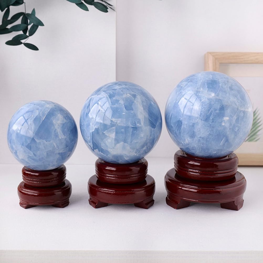 Blue Quartz Magic Sphere Celestite Crystal Ball Feng Shui Home Decor Divination Ornament Rare Crystal Ball for Decoration,8~9cm