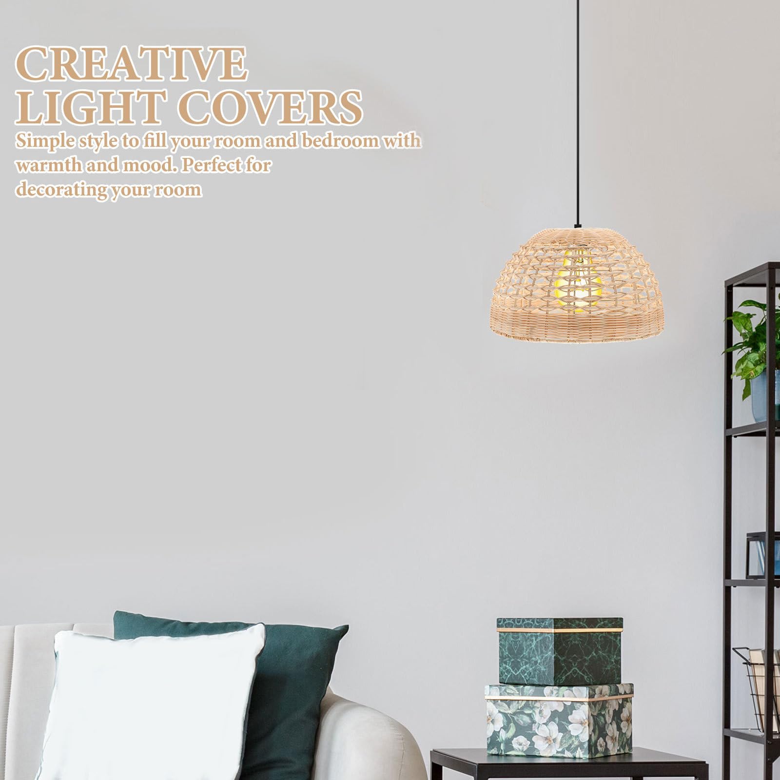 Paralume per Lampada in Rattan Moderno Intrecciato, Morbido Diffusore di Luce e Protezione Lampade, per Decorazioni Natalizie e Arredamento Casa