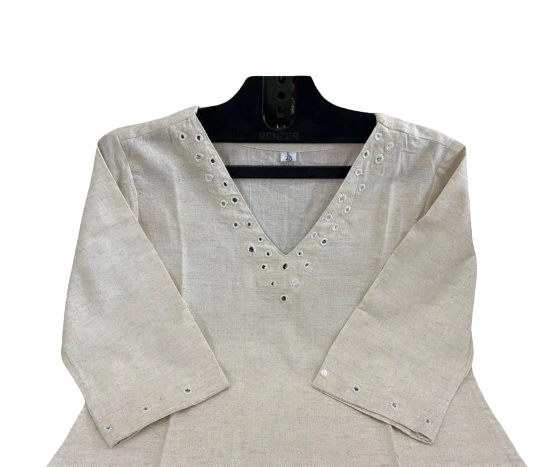 Elegant Cotton Flex Mirror Work Kurti with Palazzo (XL)