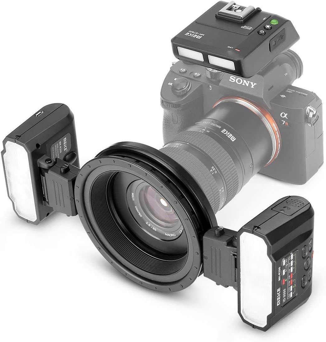 Meike MK-MT24S Macro Twin Lite Flash for Sony A9 A7III A7RIII and other MI Hot Shoe Mount Mirrorless Cameras