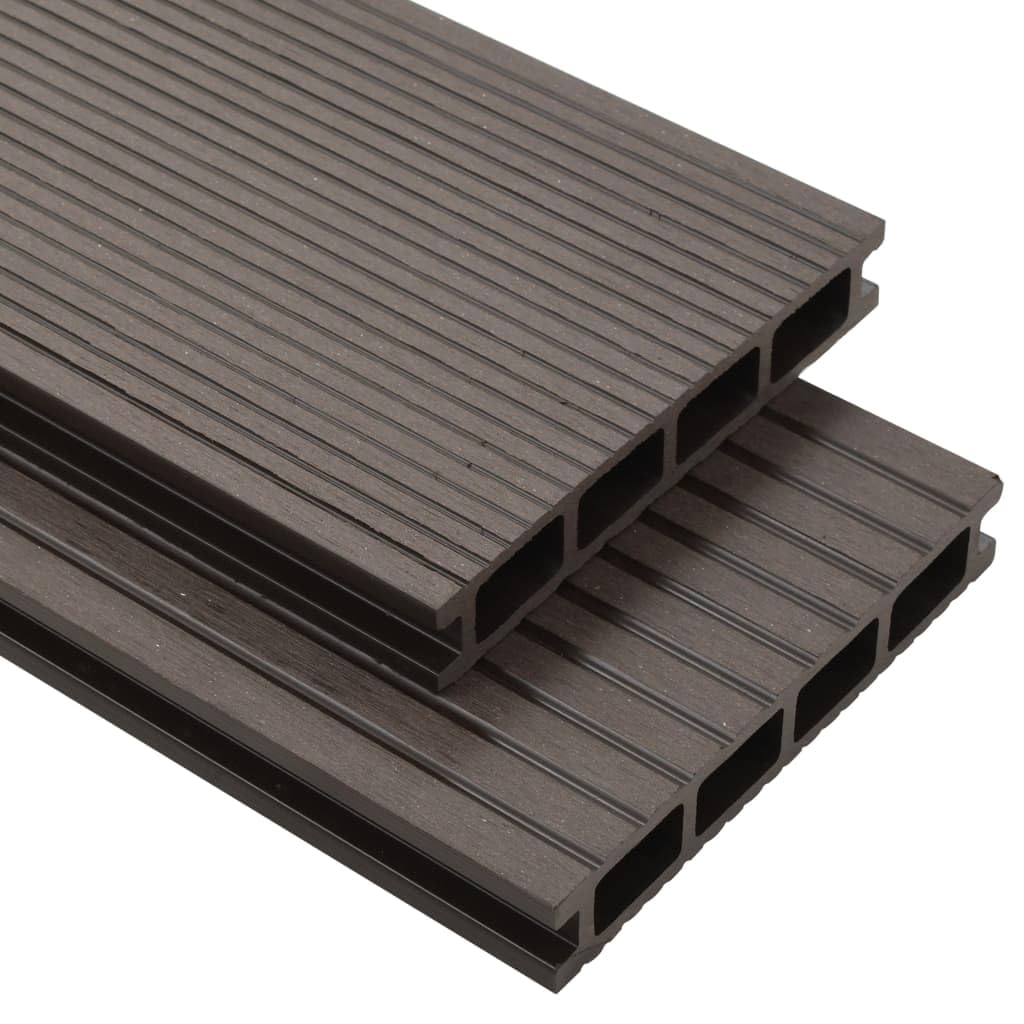 Materiały budowlane, podłogi i dywanWPC puste deski tarasowe z akcesoriami 10 m² 2,2 m ciemnobrązowe