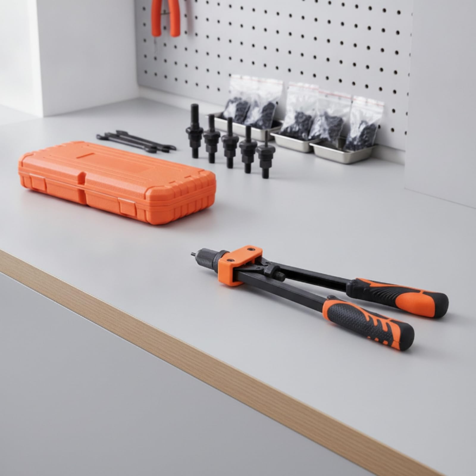 Gralara Rivettatrice Manuale Doppia Impugnatura Versatile Tirainserti con Valigetta Professionale Kit di Fissaggio per Installatori, Officina, 89150A