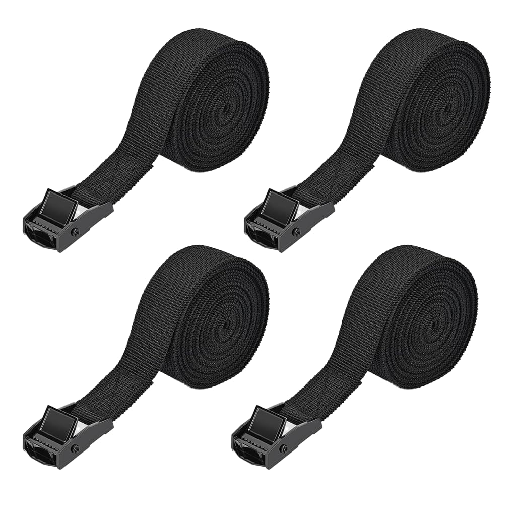 4 Pack Short Ratchet Straps, 2m Adjustable Tie Down Straps with Metal Buckle, Mini Lashing Straps for Bike Rack, Motorcycle, Luggage & Cargo (2m)