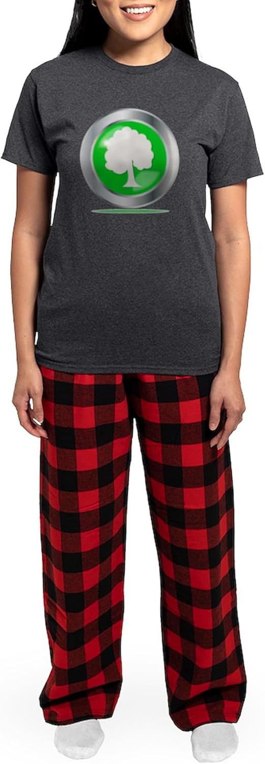 CafePress Oak Tree Button Women's Charcoal Novelty Pajama Set
