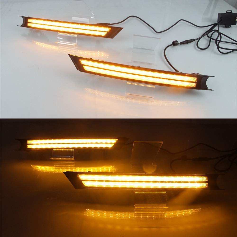 Luces diurnas LED DRL para compatible for Mazda CX-5 CX-8 2017-2021, LED parachoques delantero DRL + amarillo Streamer luces de señalización