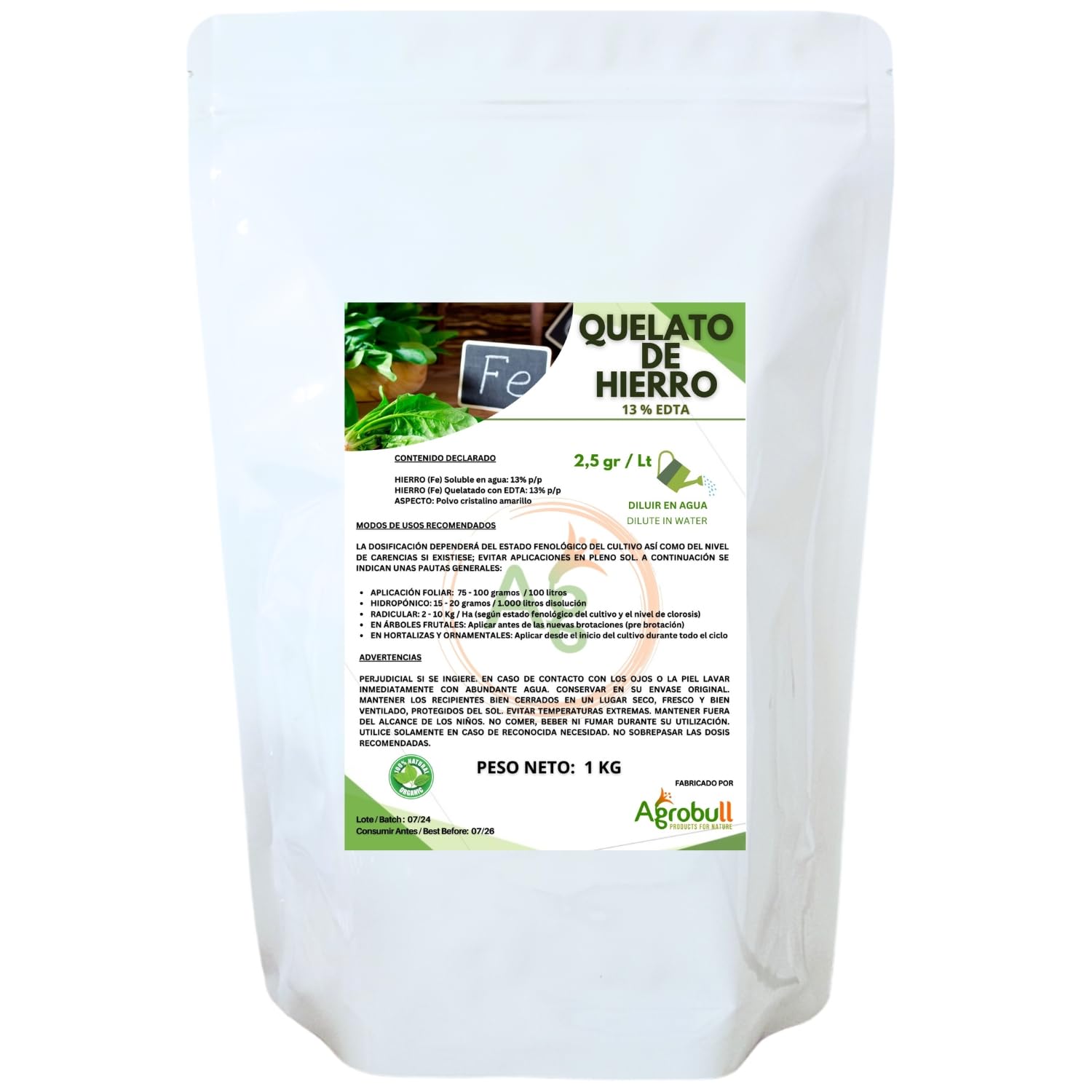 CHELAN ŻELAZA 1 KG | AGROBULL PRODUCTS FOR NATURE | Odzielony antychloroza. (5 KG)