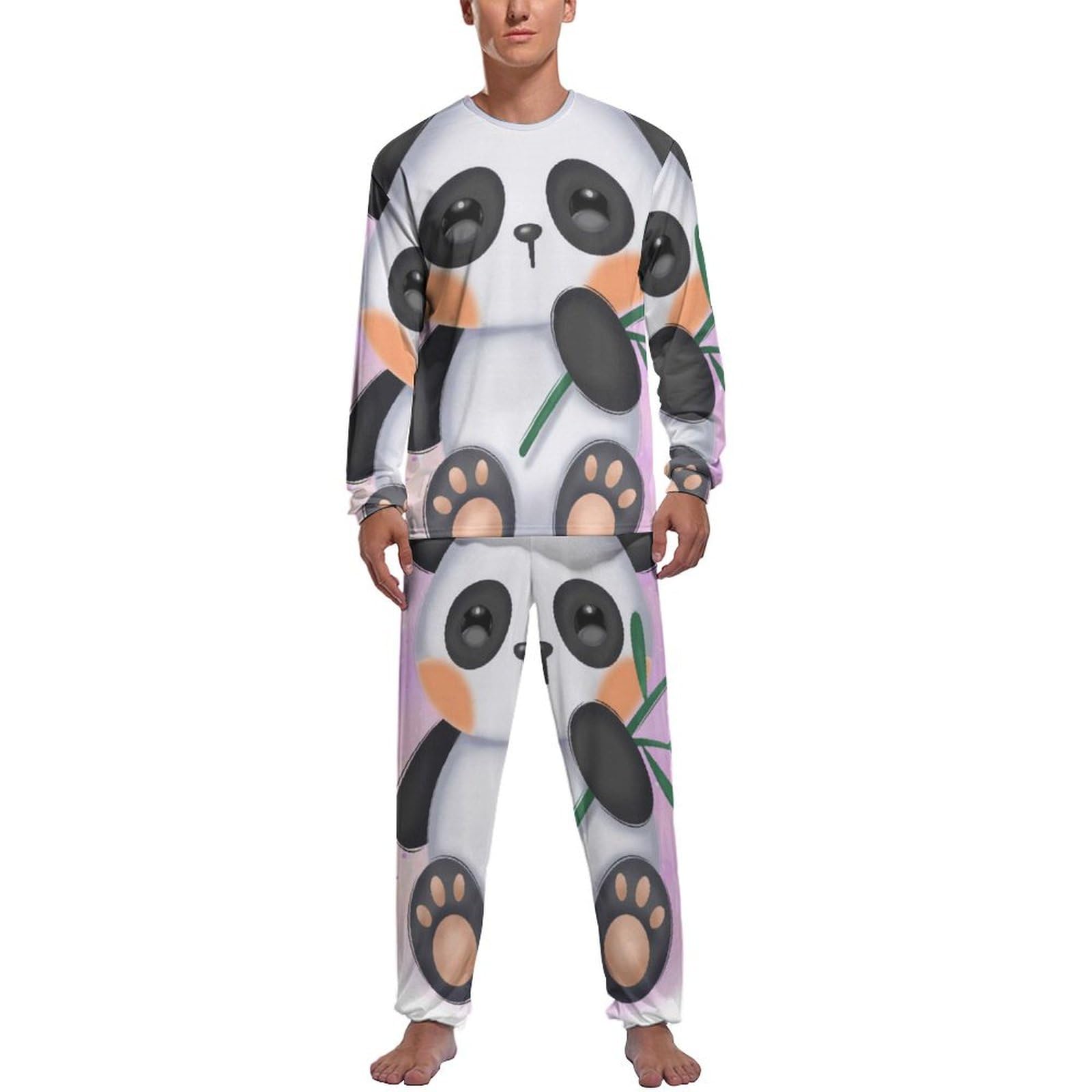 Pyjama Homme Panda : ensemble de nuit chaud avec pantalon et haut manches longues - 6