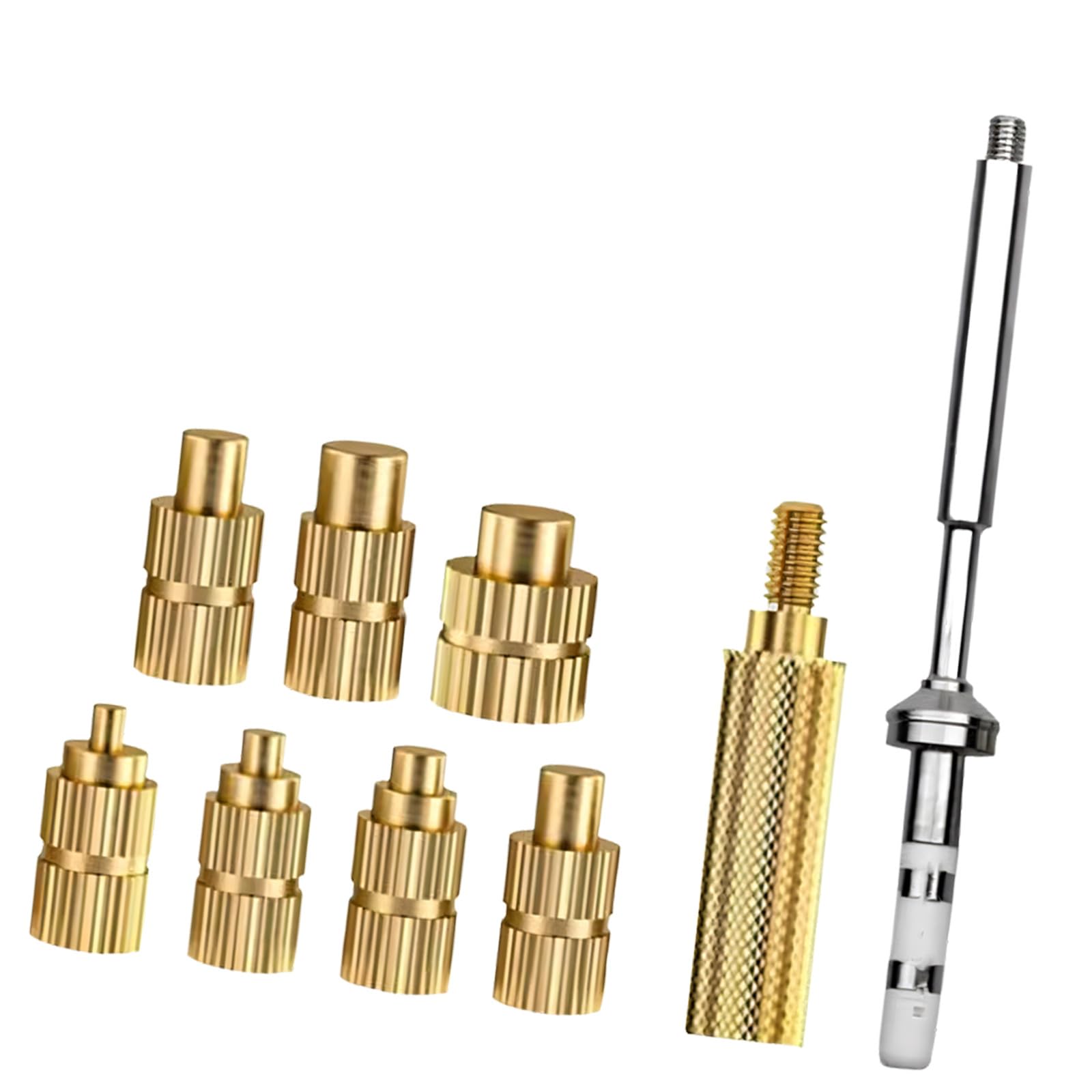 Threaded Insert Installation Tool Set with Brass Press Heads and Knurled Adapter, Heat Set Insert Tool for Polymer Shells, Brackets and 3D Printing Repair Tasks