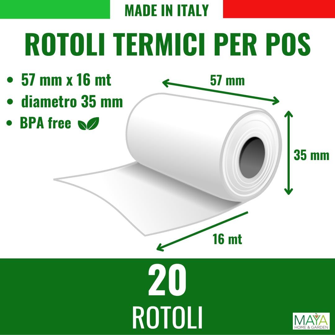 Carta Termica POS 57x16mt 20 Rotoli BPA free 57x35x12