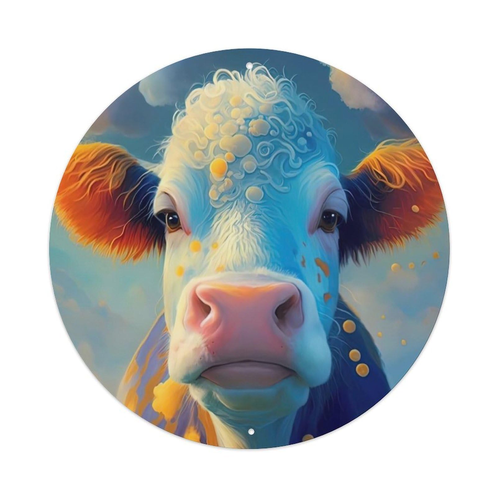 Animal Artwork The Magic Cow Vintage Metal Tin Sign Plaque Wall Decor for Cafe, Club Bar, Office, Garden Metal Poster 8x8Inch