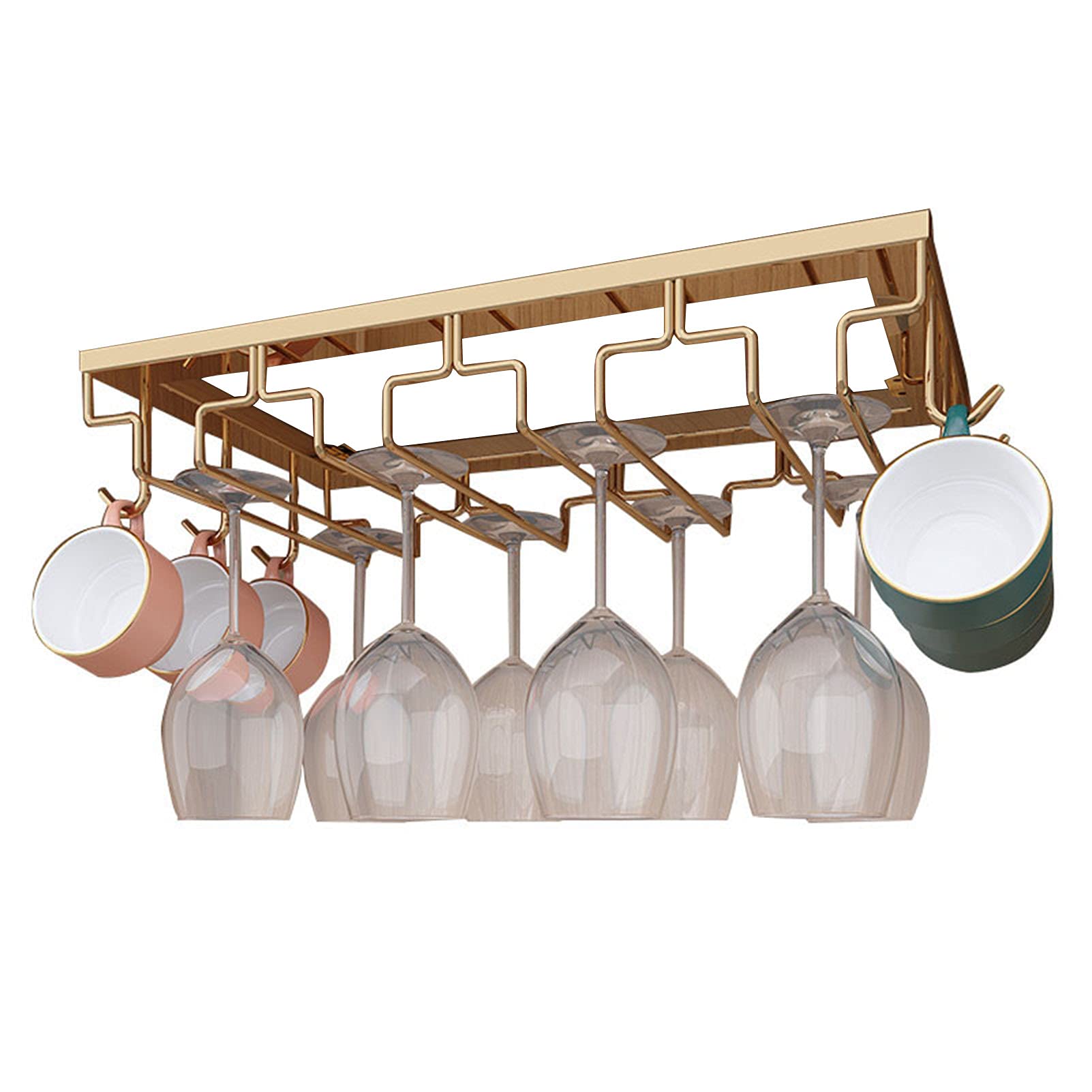 Support verres à vin inox sous armoire et porte-bouteille cuisine