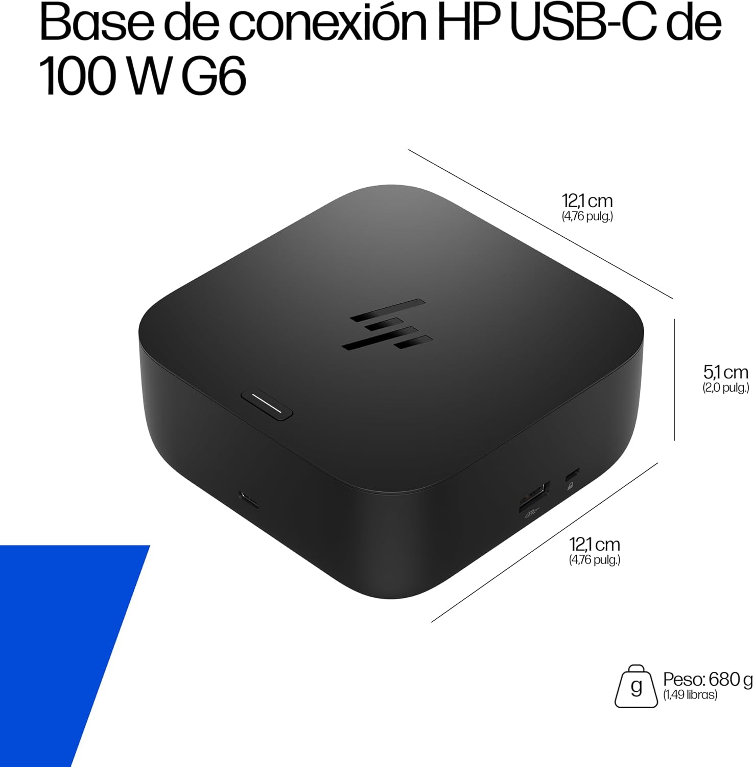 HP USB-C Docking Station 100W G6 / Estación de Acoplamiento Multipuerto con Cable – HDMI 2.1, 2X DisplayPort 1.4, 3X USB-A, USB-C, RJ45, Audio, Compatible con myHP, Windows, macOS y Chrome OS, Negro 9