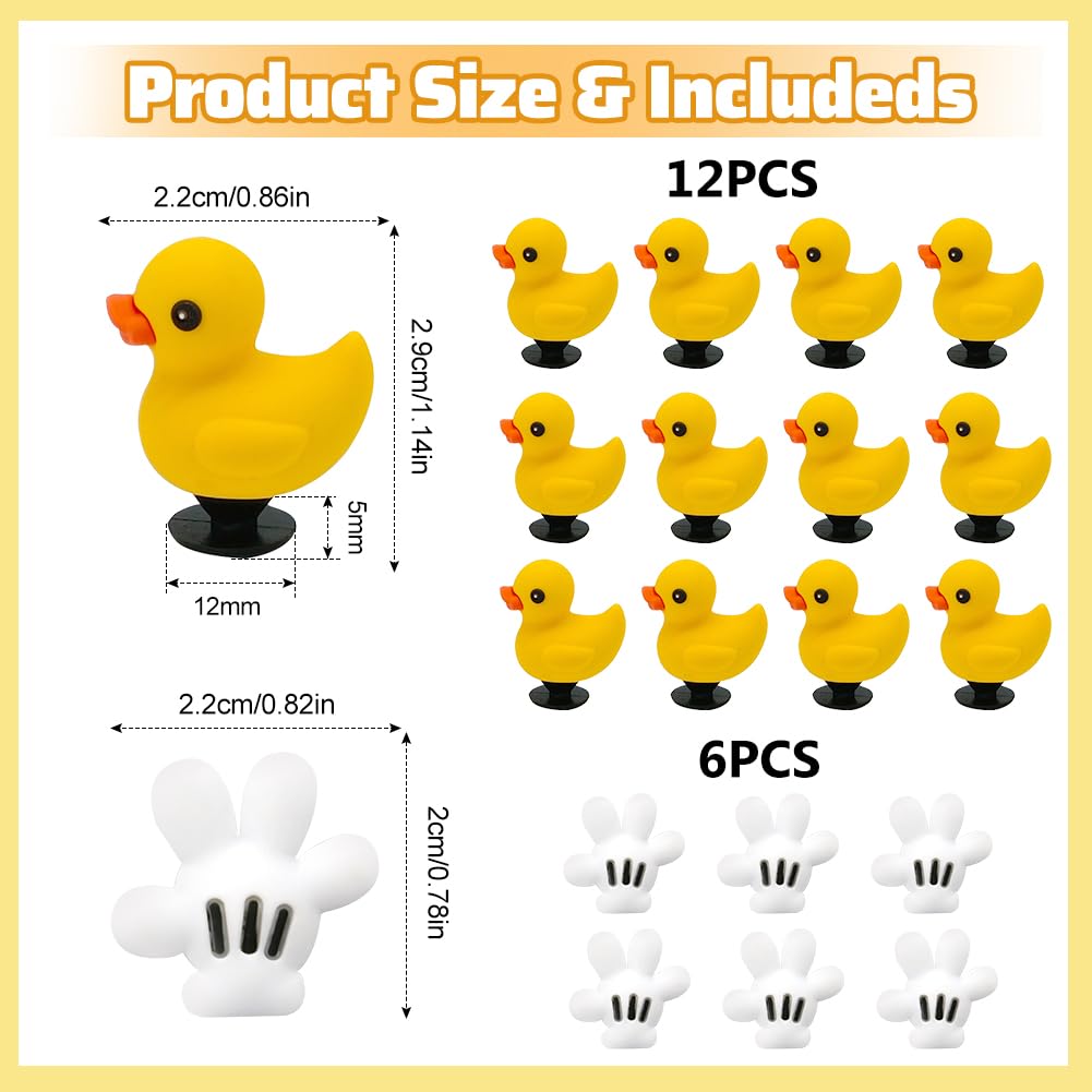 Wtyki do butów Crocs, 18 sztuk, kaczki 3D, damskie chodaki, urocze zwierzęce, dekoracja do butów, charmsy na urodziny, akcesoria upominkowe