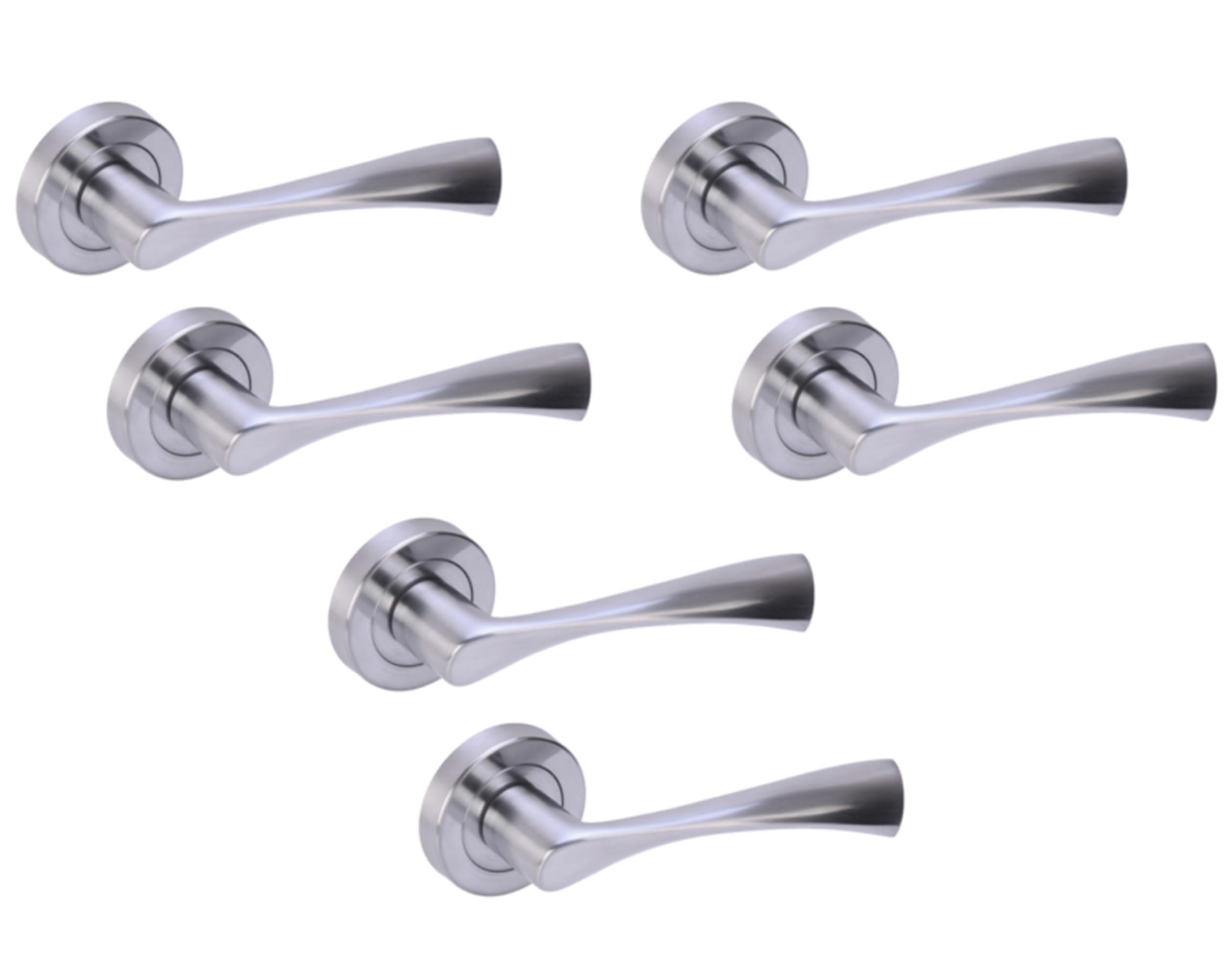 Hunta HANDLEZONE® 3 Sets Zena Lever On Round Rose Door Handles, Internal Passage Latch Handles - Satin Chrome