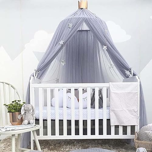 Miniatura 7 de Worparsen Tienda de campaña de encaje para cuna de bebé cúpula redonda colgante cortina de cama de princesa mosquitera decoración de habitación de