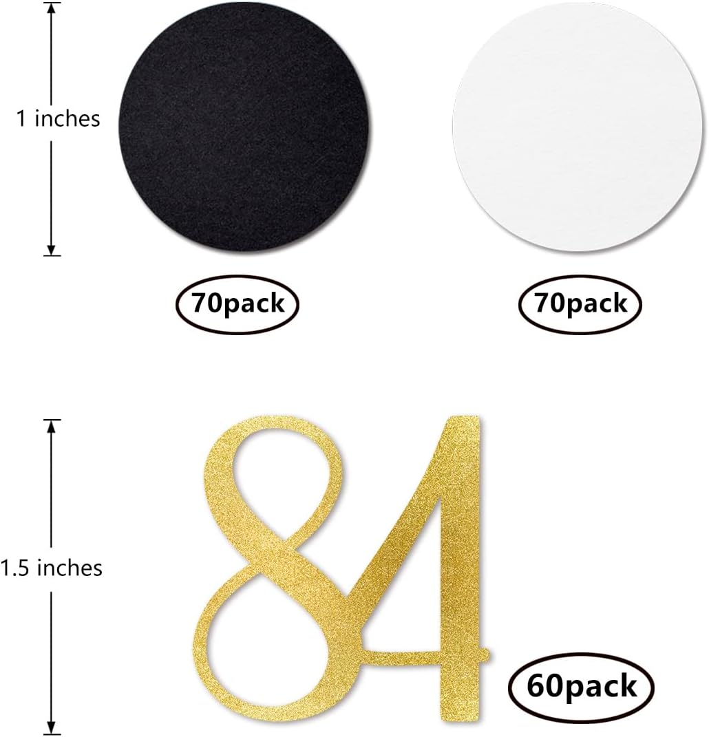 Gold Glitter 84 Confetti, 84th Birthday Number Confetti, 200pcs Anniversary Party Table Decoration Supplies